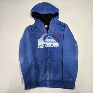 Quiksilver Zip Hoodie, Fleece Lined,  Size Large, Blue